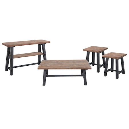 Alaterre Furniture Adam 4-Piece Solid Wood Living Room Set, Overall Length: 16 ANAD0111012RNB